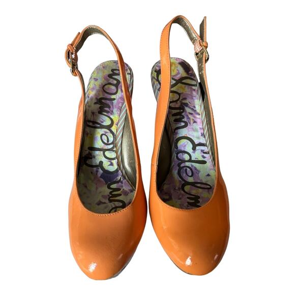 Sam Edelman Mallory Cork Wedge orange slingback size 7.5 - Picture 6 of 13
